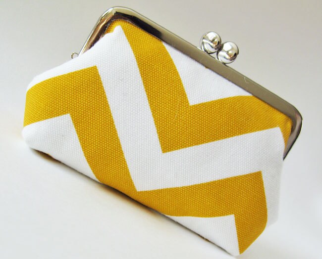 yellow chevron stripes purse