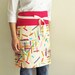 Reversible half apron - hot pink washi tape