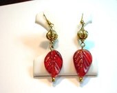 Autumn Fall Leaves Vintage Glass Earrings