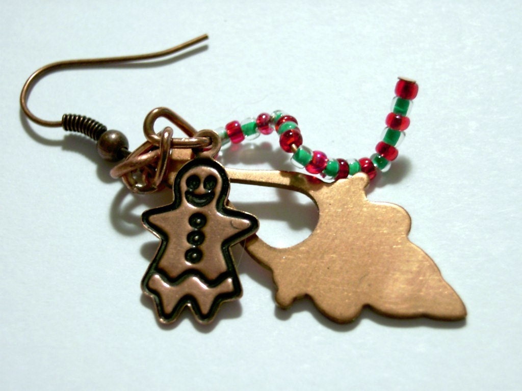 Gingerbread Man in Copper, Vintage Beads