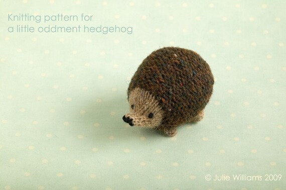 Knitting pattern for a little oddment hedgehog