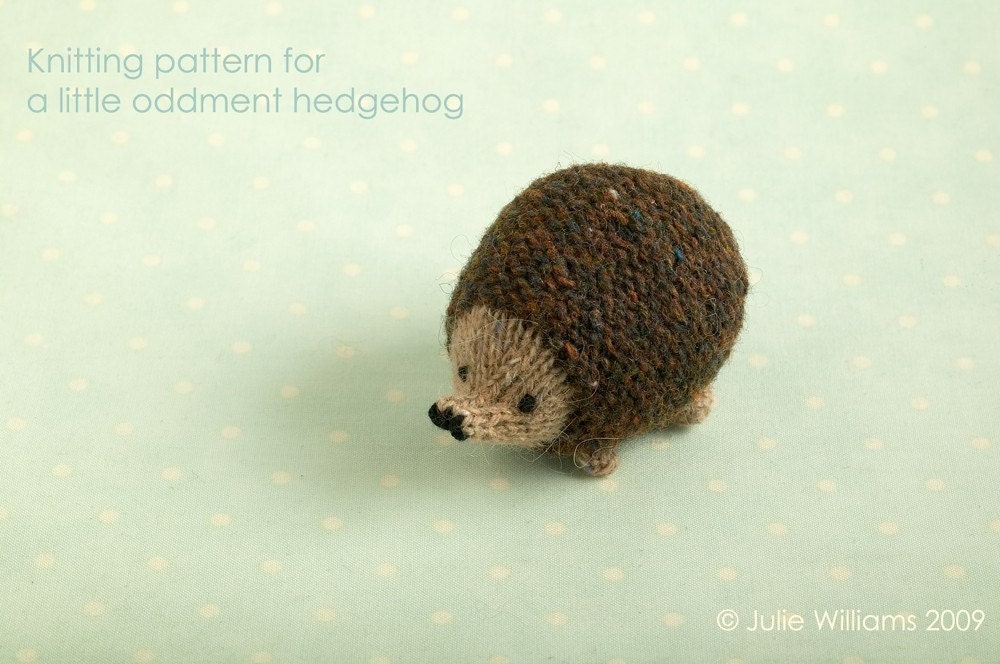 Knitting pattern for a little oddment hedgehog