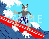 Australian Cattle Dog Surfer Art 8x10 Print