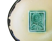 Sunflower Bowl - Ceramic Bowl - green and cream - holiday gift - housewarming - office gift