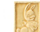 Little Bunny - Goldenrod Yellow - Small Handmade Ceramic Tile Magnet for your fridge