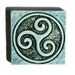 Spiral Triskele Celtic Symbol 2 - Handmade Ceramic Tile - turquoise/black for your kitchen, bath or fireplace decor