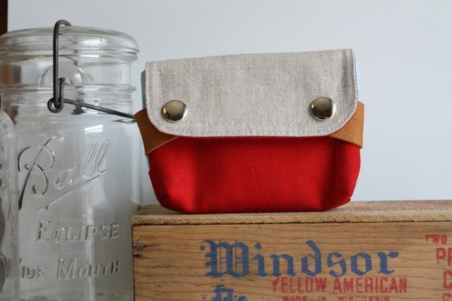 small pouch - red and periwinkle