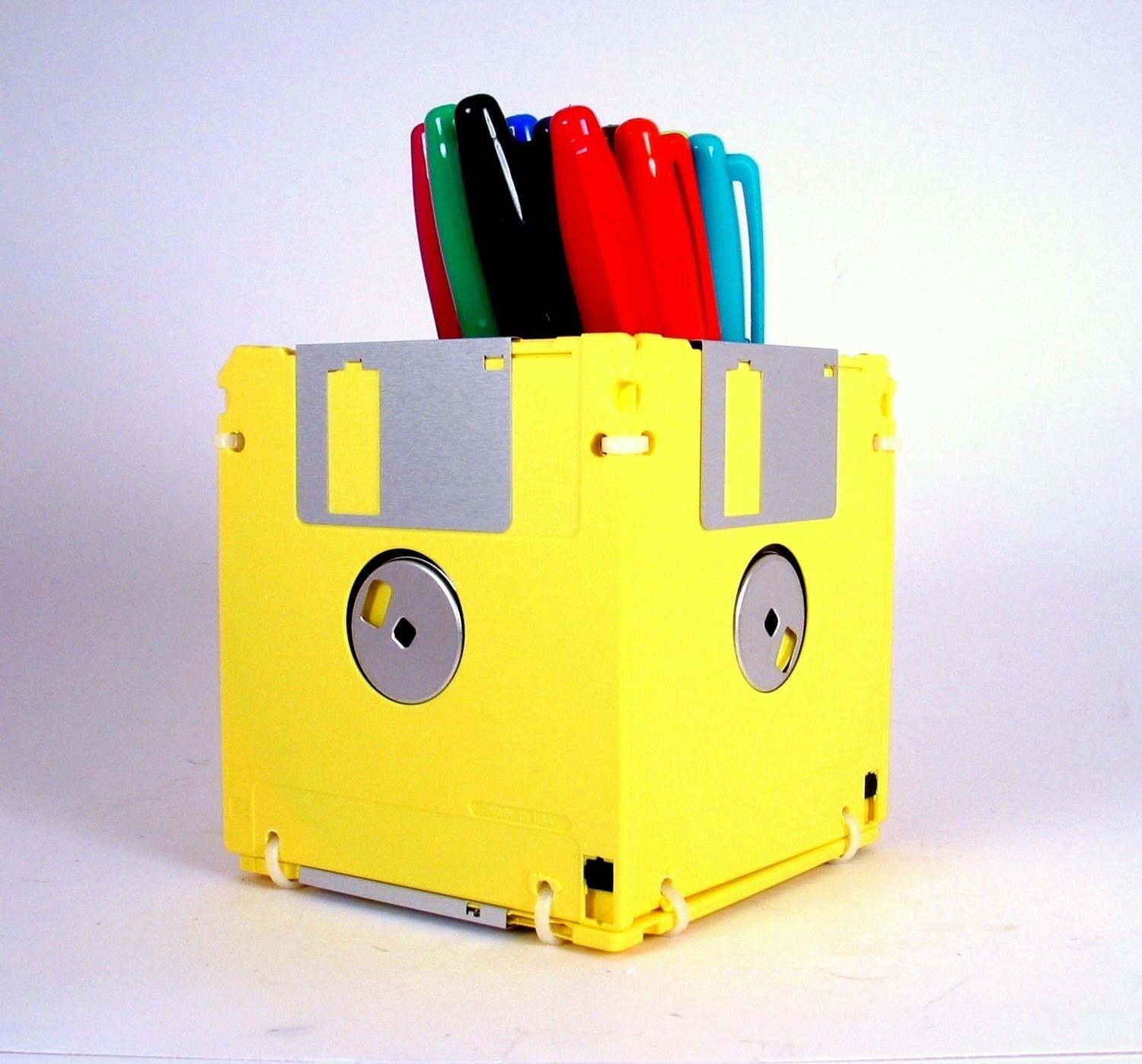 Floppy Disk Pen and Pencil Holder (YELLOW)