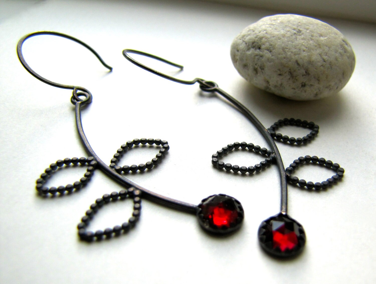 Branch and Berry garnet and sterling silver earrings