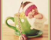 Baby Girl Hat PHoTO PRoP Fashion Conscious Newborn Tassel Cap Neopolitan Pink Brown White Stripe Pick Colors Knit to Order Beanie Toque