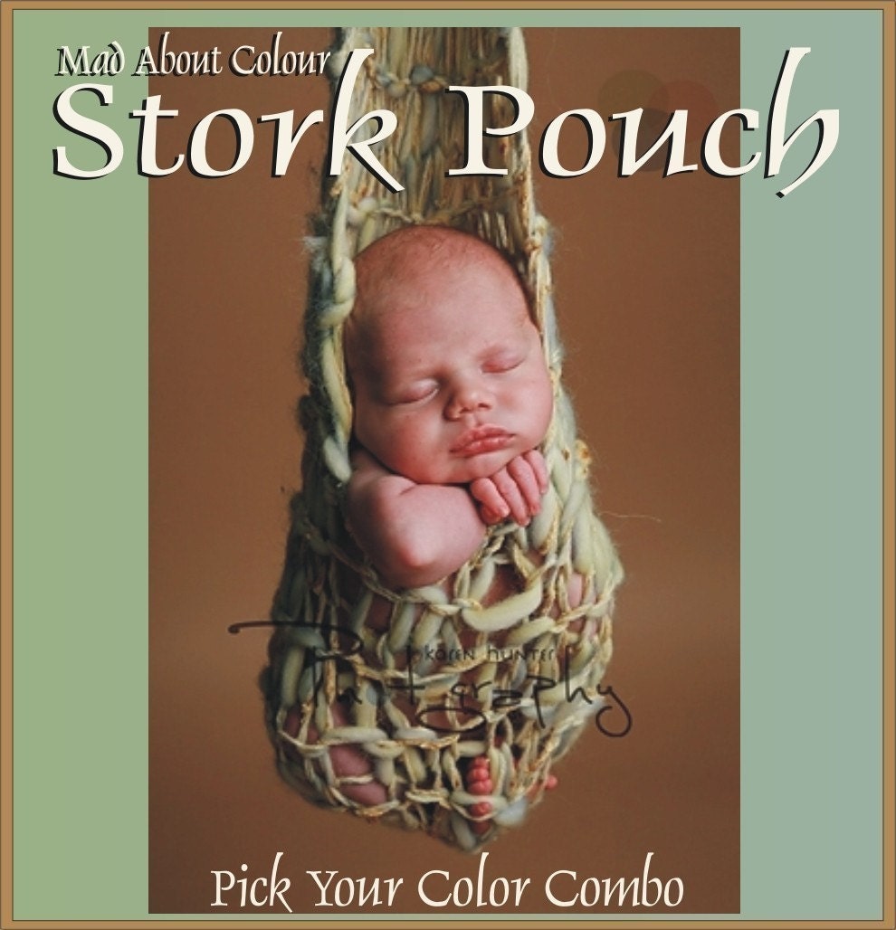hanging newborn STORK POUCH Baby Photo ProP Cocoon Egg UNiGeNDeR Spring Soft Blue Green Ivory Tan Mix PiCk CoLors Knit to Order CoCOOn