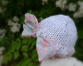Newborn Baby Girl HaT PHoTO PRoP Shabby Chic Butterfly Cloche Cotton Mix White w Aqua Pink Yellow Floral Ribbon Bow Rts