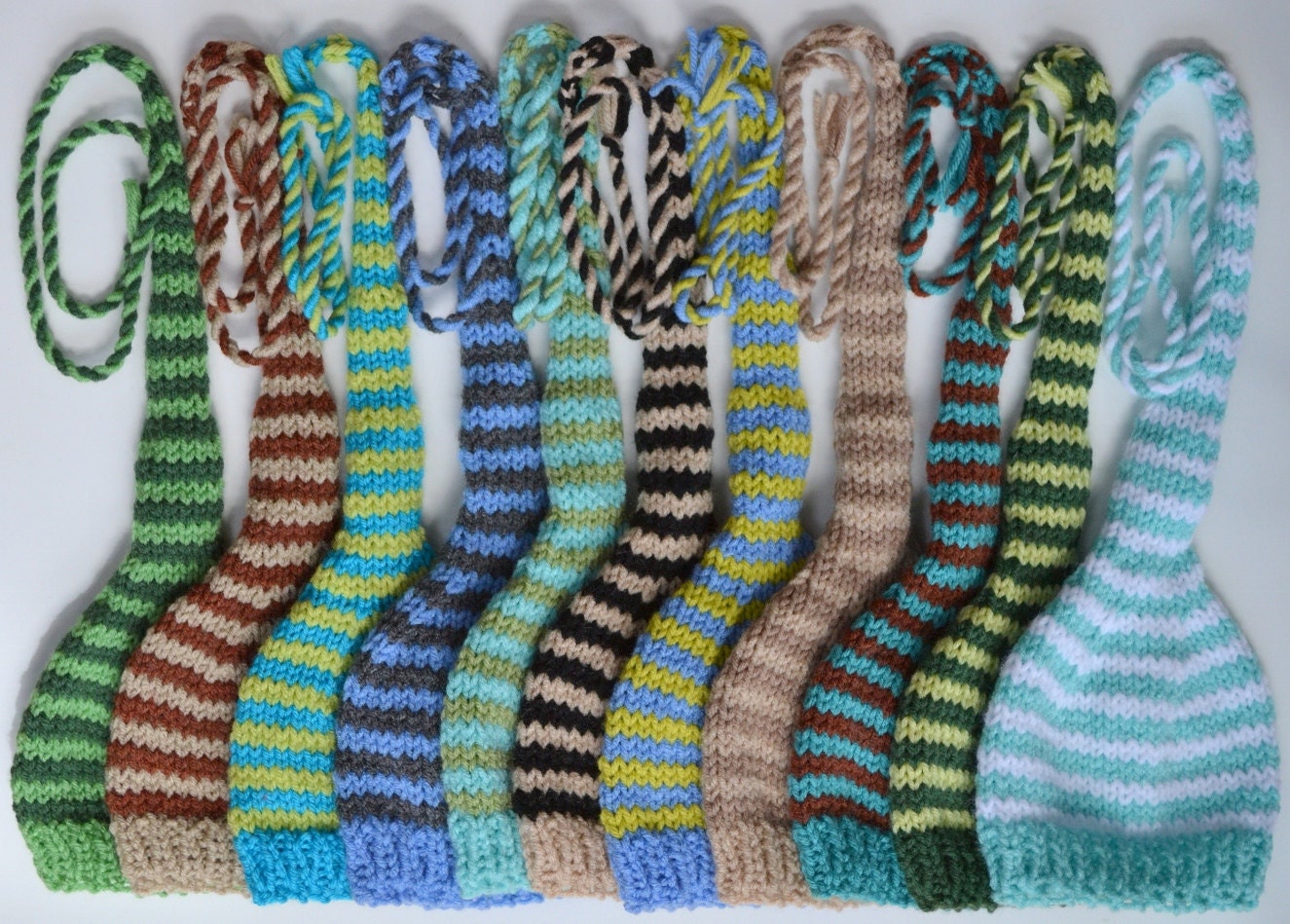 Newborn BOY Hat Baby PHoTO PROP Stripe Long Tail Stocking Cap PiCk CoLORs Knit to Order brown blue green grey white orange tan yellow ToQUe