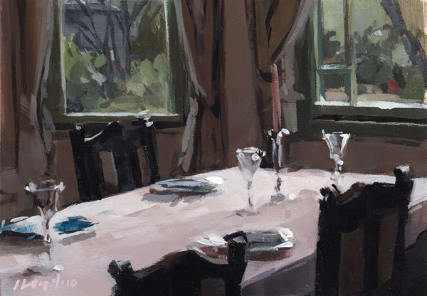 Art Print Country Interior 9x12 on 11x14 - Bay Window and Crystal by David Lloyd