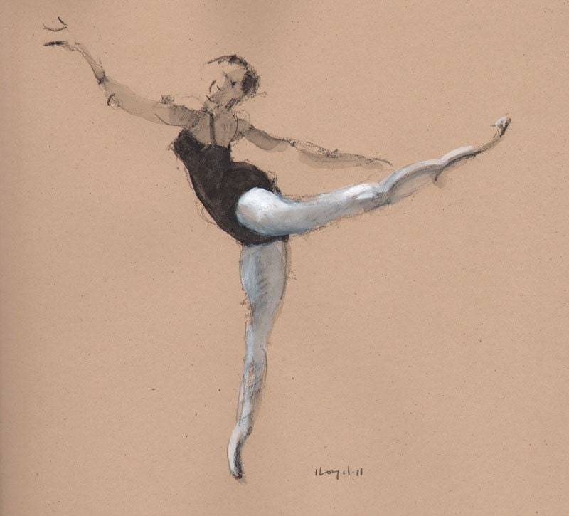 Original Sketch Drawing Ballet Ballerina Dance by lloydgallery