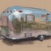Original Painting Airstream Vintage Auto Watercolor Sketch Drawing 5x7 Line and Wash - Airstream by David Lloyd