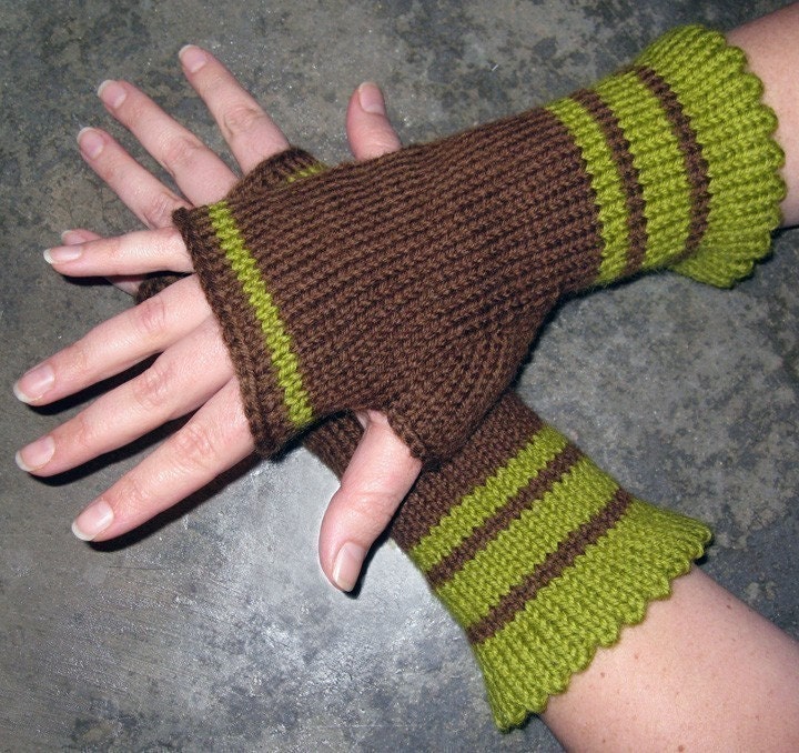 Pattern, Simple Stripes Fingerless Gloves