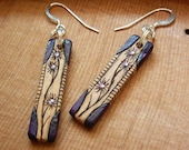 Birch WOOD Earrings...with etched lavender daisies