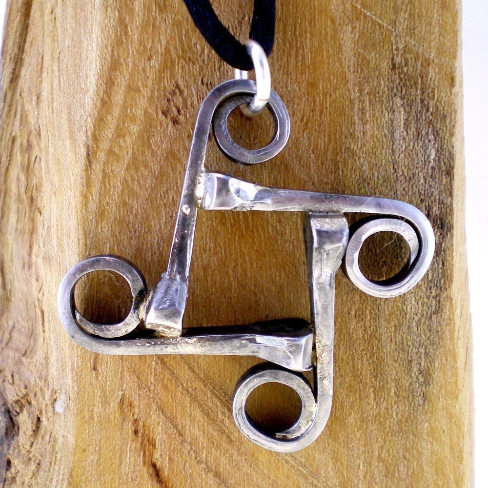 Horseshoe Nail Square Equestrian Pendant Necklace