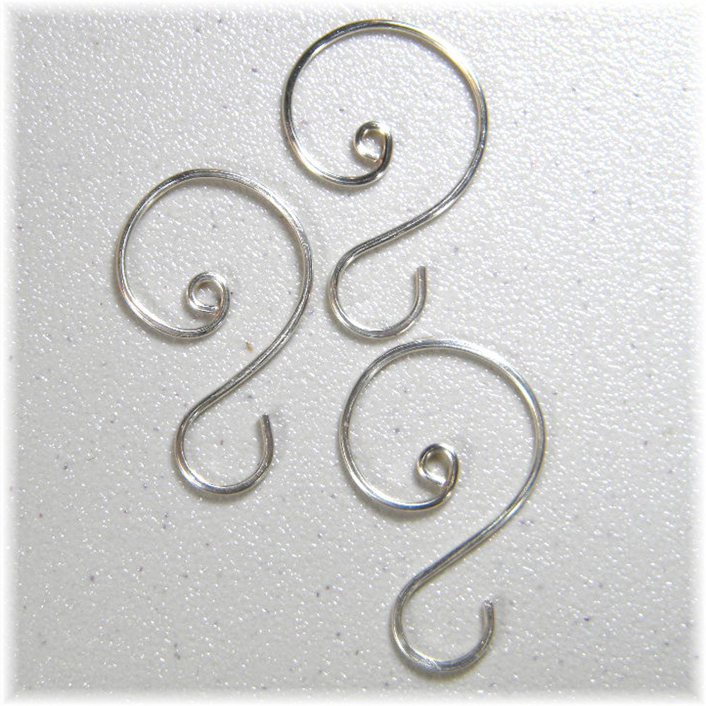 Small Silver Ornament Hooks Hangers, set of 12