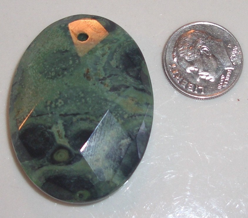 Kambaba Jasper Faceted Pillow Cabochon, 30x40mm