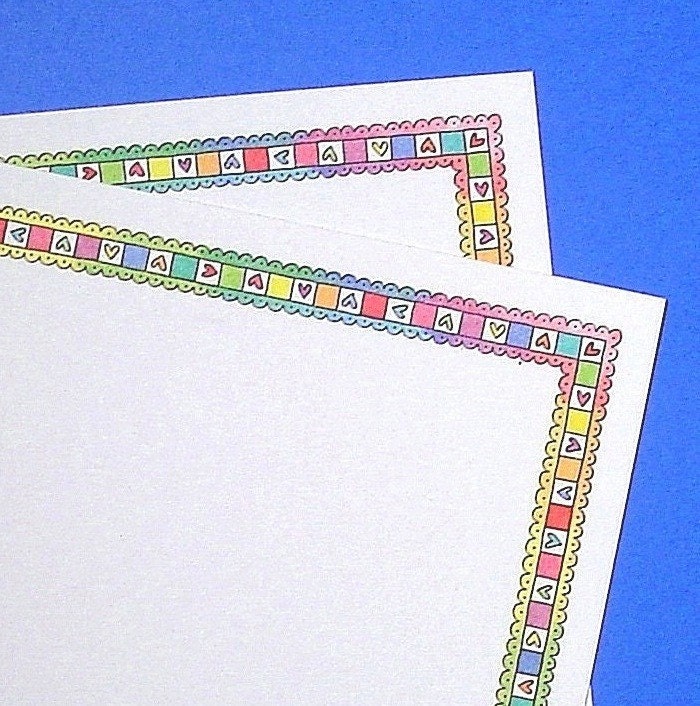 colorful hearts flat stationery cards / 50 pieces / SPECIAL SALE 
