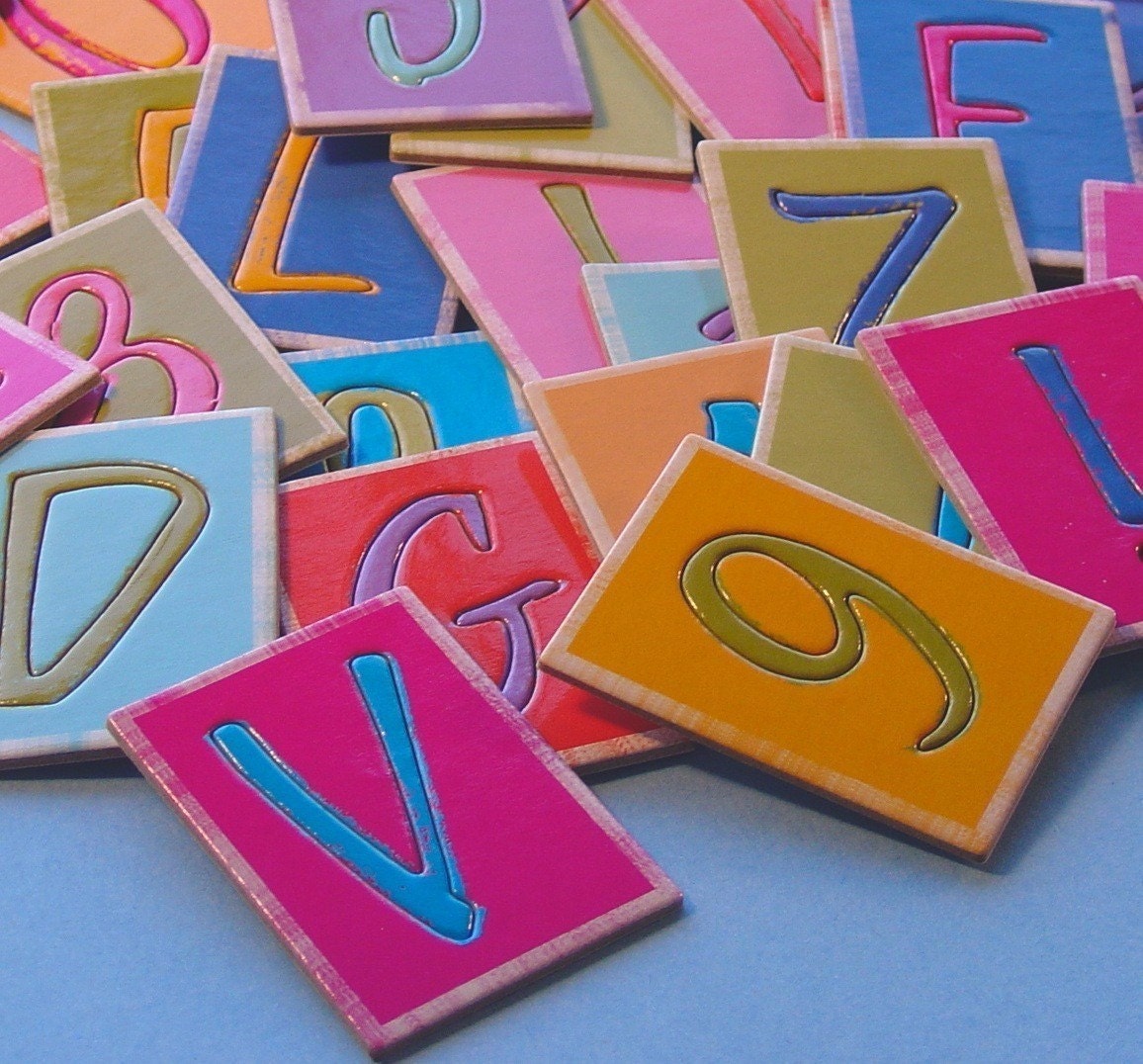alpha chipboard stickers / 96 pieces / brush font . LAST in stock