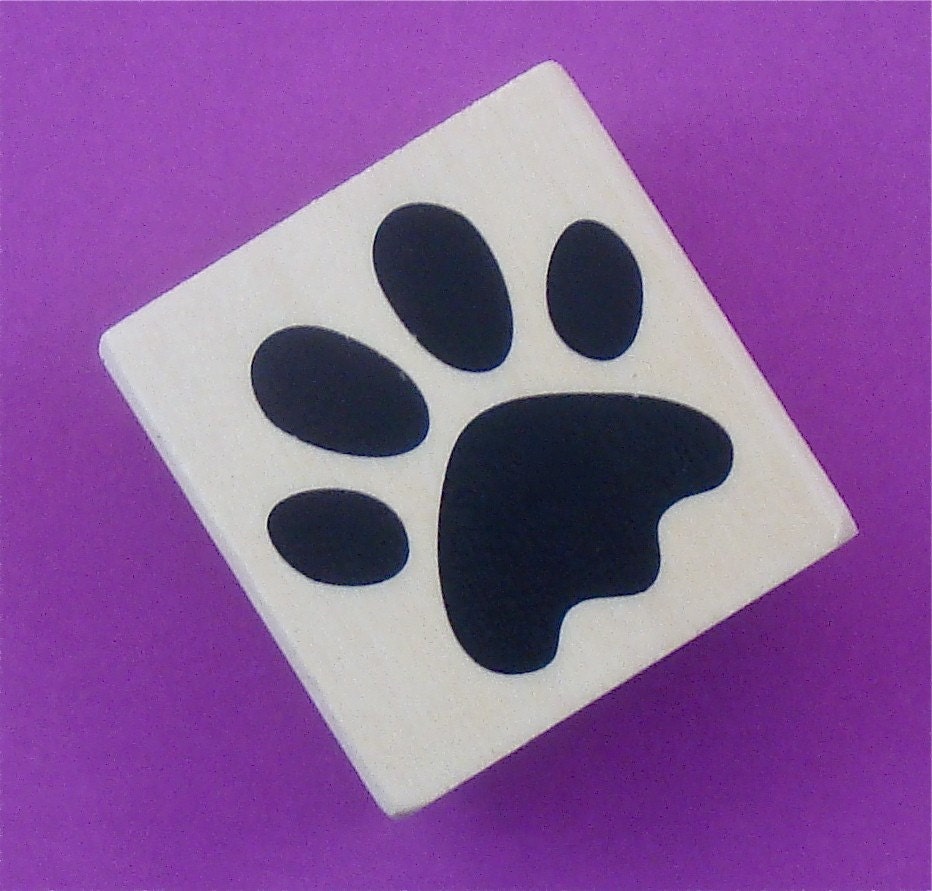 rubber mounted stamp /  paw print large . limited quantity . LAST in stock