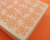 big rubber daisy stamp background . allover design . 4x3 inches . mounted rubberstamp . LAST in stock