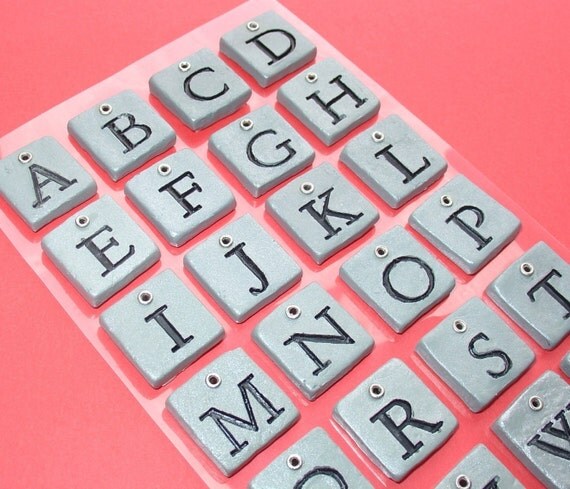silvery block alphabet stickers / stone texture . LAST in stock