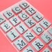 silvery block alphabet stickers / stone texture . LAST in stock