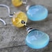 smooth aqua chalcedony and rare faceted yellow helidor aquamarine earrings - oxidized silver