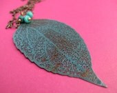 Jaded Filigree Leaf Necklace