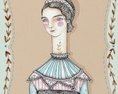 Folk circus girl art print, "The Little Carnival Girl"