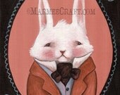Victorian bunny rabbit art print, "Bunny Cabinet Portrait"