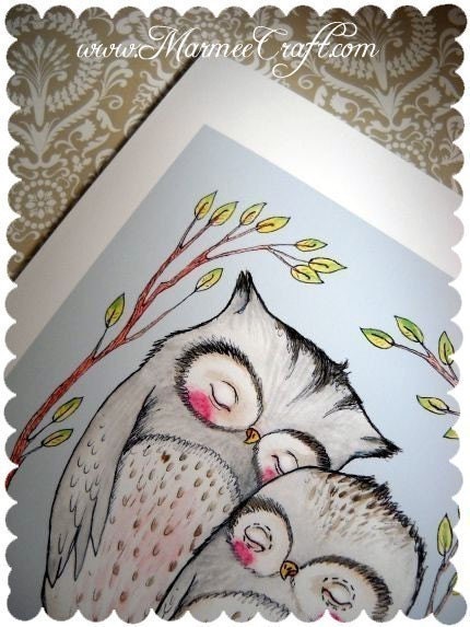 Owls in love art print, "Together"