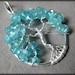 Tree of Life Pendant in Blue Apatite Gemstone and Sterling Silver Wire Caribbean Blue March December Birthday