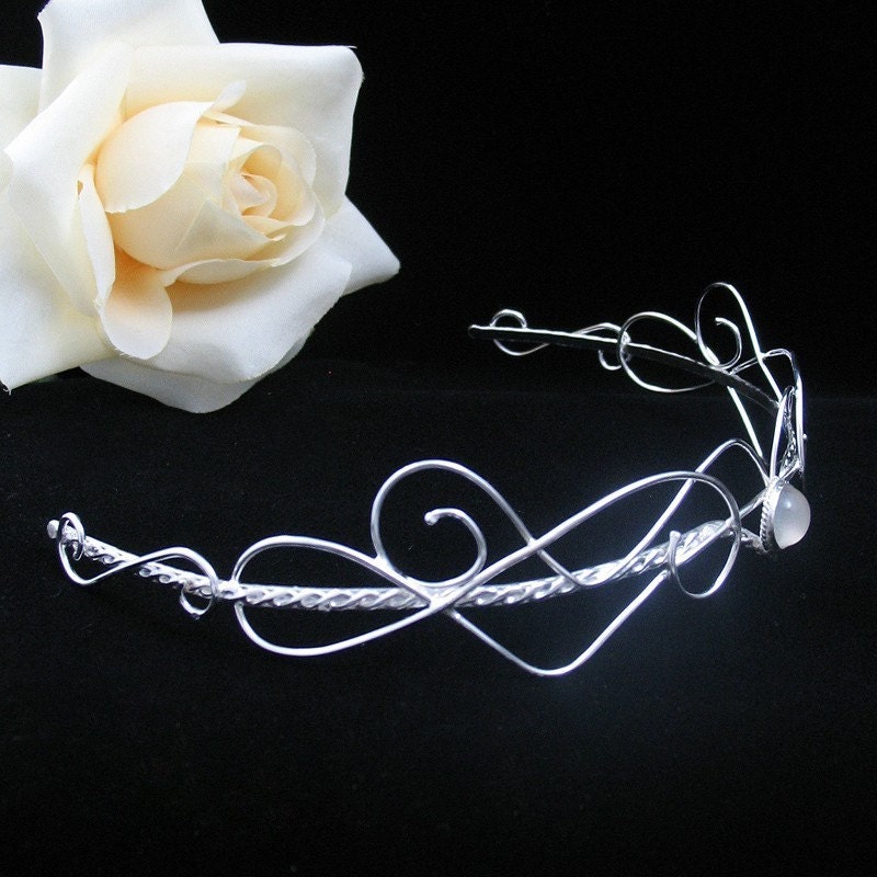 Bespoke Wedding Circlet, Headpiece, Diadem, Tiara, Handmade in Sterling Silver with Gemstone