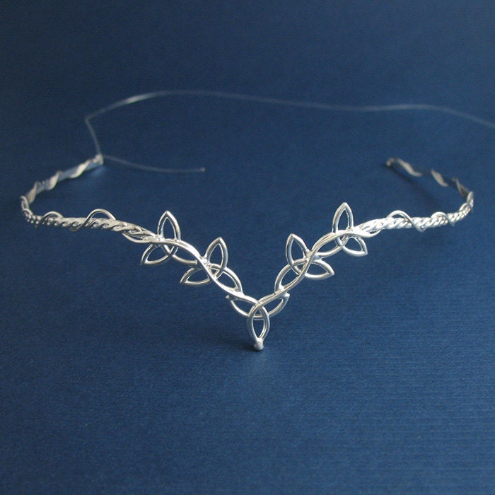Celtic Wedding Bridal Circlet Headpiece in Sterling silver, Trinity Knot Design, Handmade