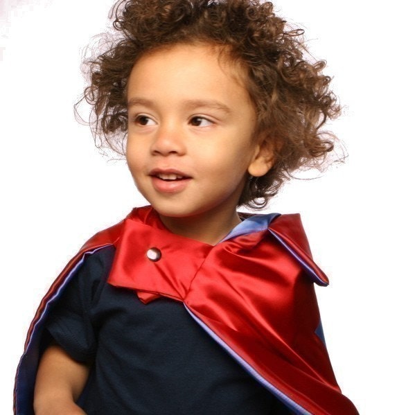 Superhero Cape for Kid by Little Hero Capes - Red and Blue - Reversible Super Hero Blank