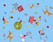 Hello My Friends Bear on Blue - Japanese Fabric Half Yard
