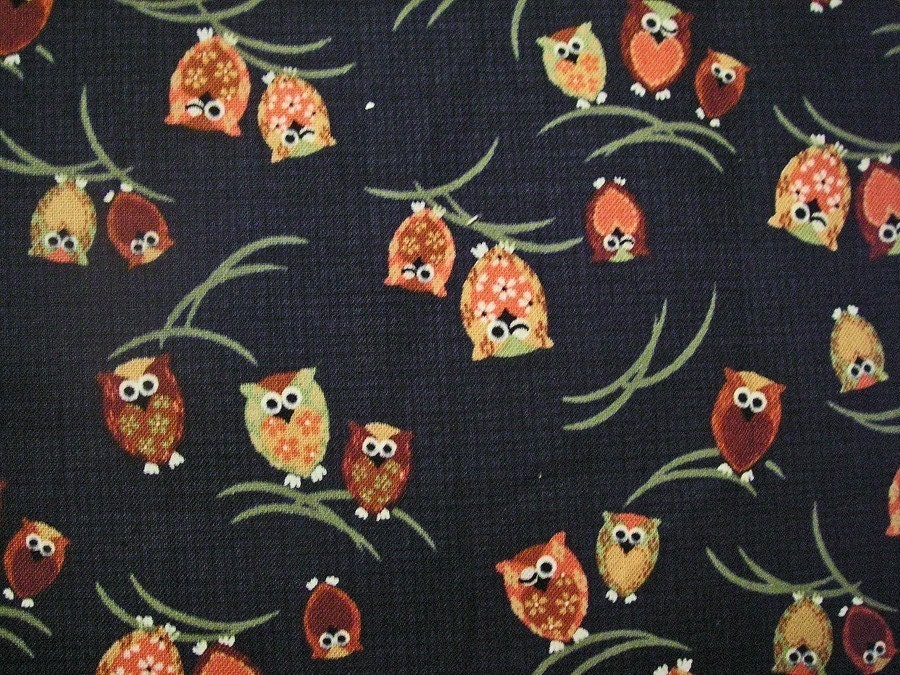 Winking Owl (Blue) - Japanese Cotton Fabric FQ