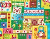 Matryoshka Patchwork Green - Japanese Fabric Fat Quarter Kawaii
