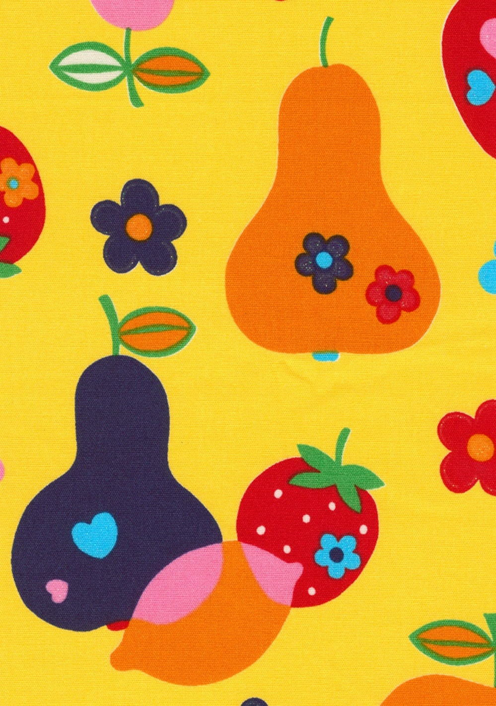 Carnival of Fruits in Bright Yellow - Japanese Fabric Half Yard