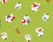 Little Chinese Boys (Green) - Japanese Fabric Half Yard