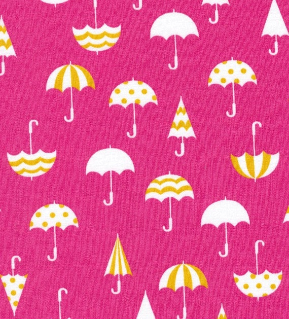 Japanese Fabric - Deco Umbrellas on Blue - Half Yard