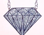 silver glitter diamond necklace