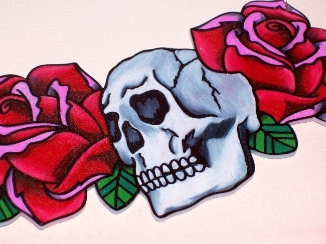 love will tear us apart rose and skull necklace