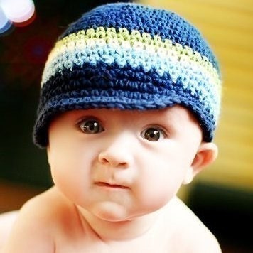 Baby Visor Beanie - navy, light sage, eggshell, light blue
