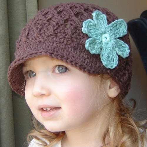 Baby Daisy Visor Beanie - chocolate, mint, seaspray